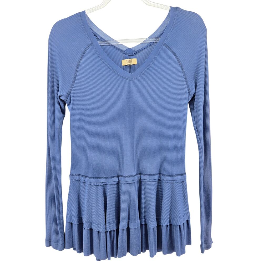 Y2K Tiered Ribbed Top Size SM Boho Soft Life Casual Elena Gilbert Comfy